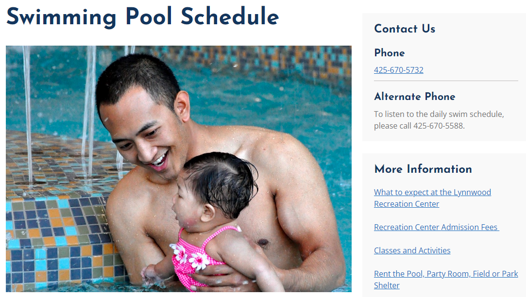 Lynnwood Swimming Pool Schedule Seattle